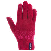 Children's knitted hiking gloves MH100 - Pink