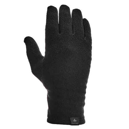 Adult Mountain Trekking Recycled Polyester Liner Gloves Trek 100 - black