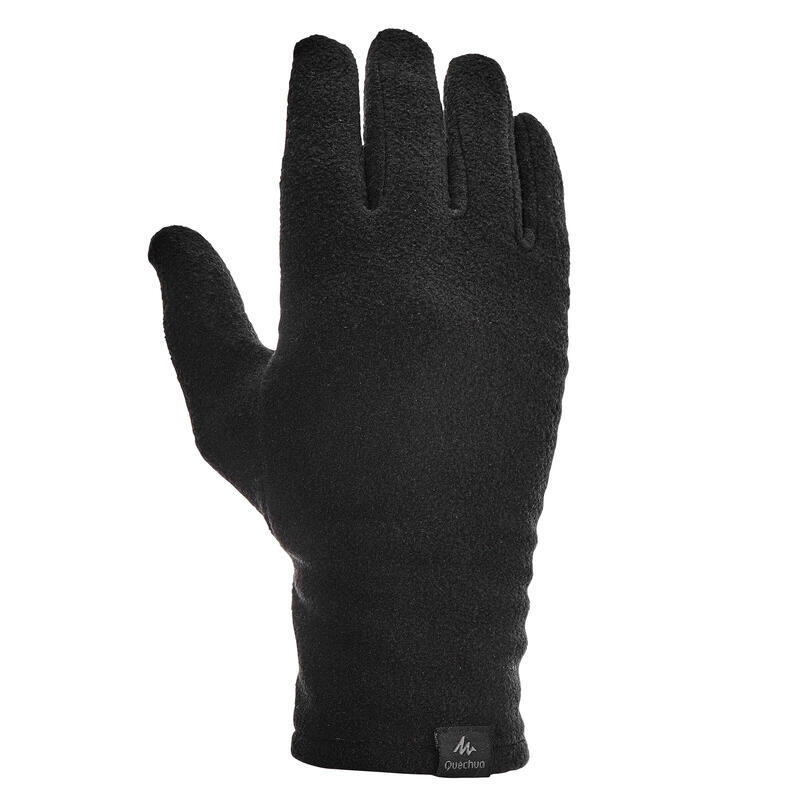Sous-gants en polyester recyclé de trek montagne - TREK 100 noir - adulte