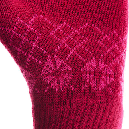 Roze pletene rukavice za pešačenje MH100 za decu