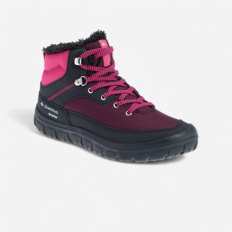Botas de senderismo nieve para niños SH100 cordones, cálidas e impermeables rosa Botas de senderismo nieve para niños SH100 cordones, cálidas e impermeables rosa