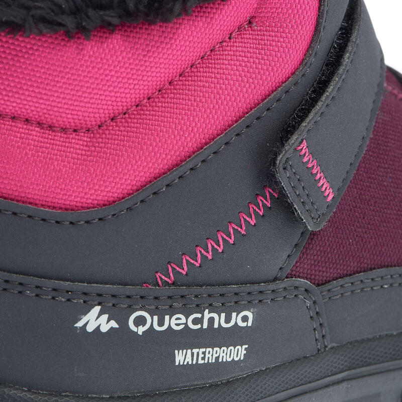 Arpenaz 100 Mid Warm Rip-tab Waterproof Children's Hiking Boots - Purple Pink