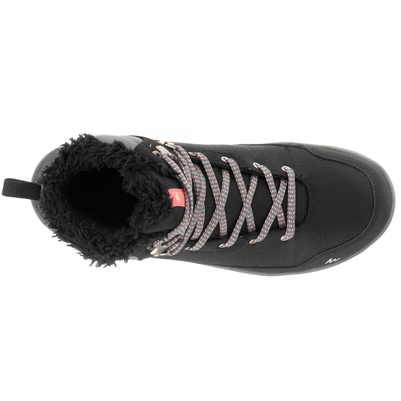 Women's Arpenaz 100 mid Warm waterproof hiking shoes Black