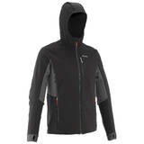 Men's Mountain Trekking Softshell Wind Warm Jacket - TREK 500 WINDWARM - Black