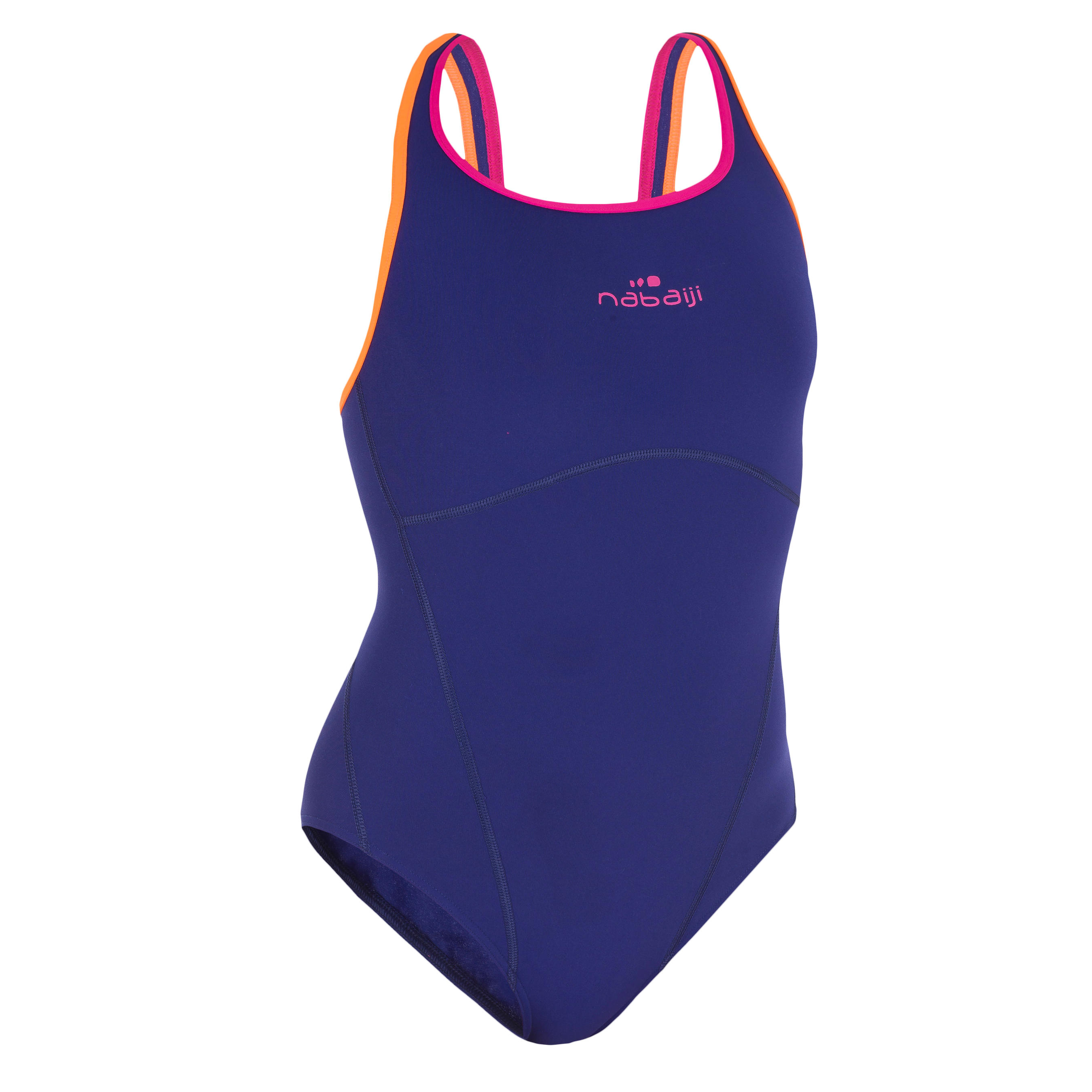 Kamiye Women's Chlorine Resistant One-Piece Swimsuit - Blue Orange 2/10