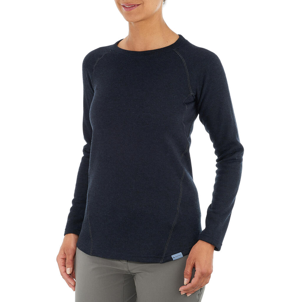 Longsleeve Pullover Naturwandern NH100 Damen marineblau