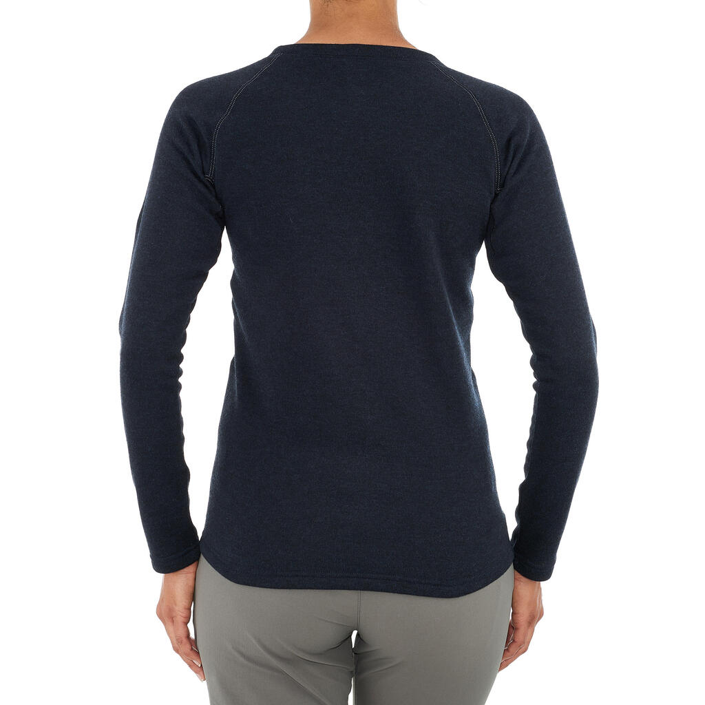 Longsleeve Pullover Naturwandern NH100 Damen marineblau