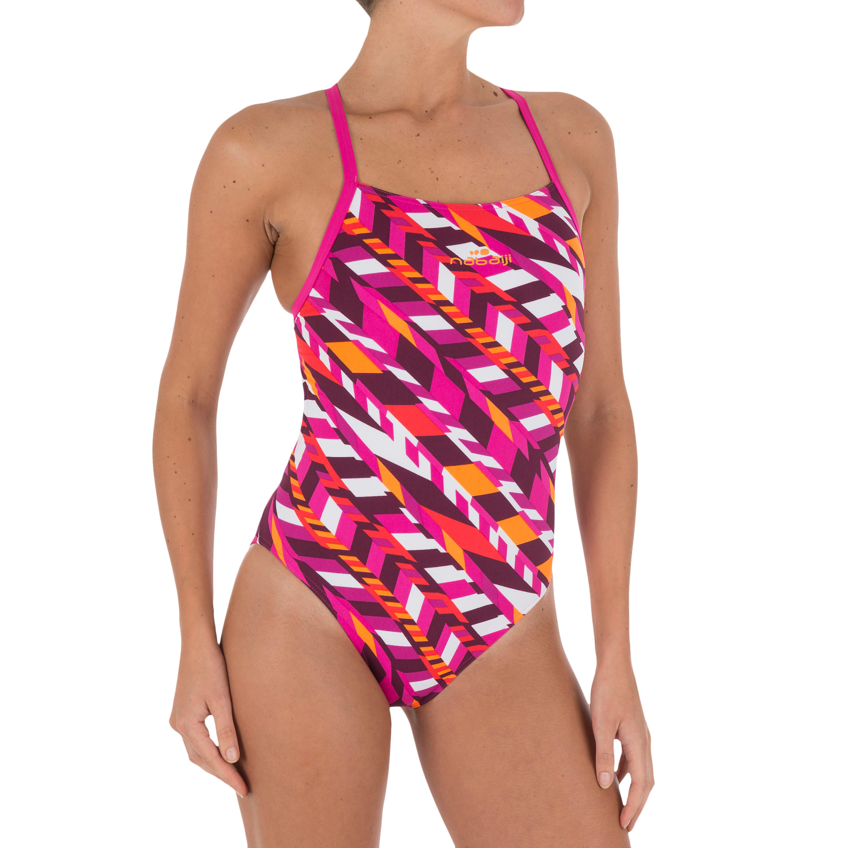 NABAIJI Lidia Women's Chlorine Resistant One-Piece Swimsuit - All Diag Purple