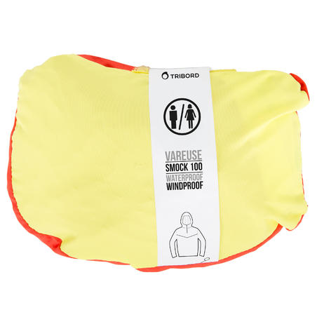 Coupe vent vareuse dériveur/catamaran enfant 100 rouge corail/jaune