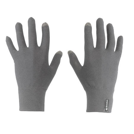 Forclaz Touch Adult Tactile Hiking Liner Gloves - Dark Grey