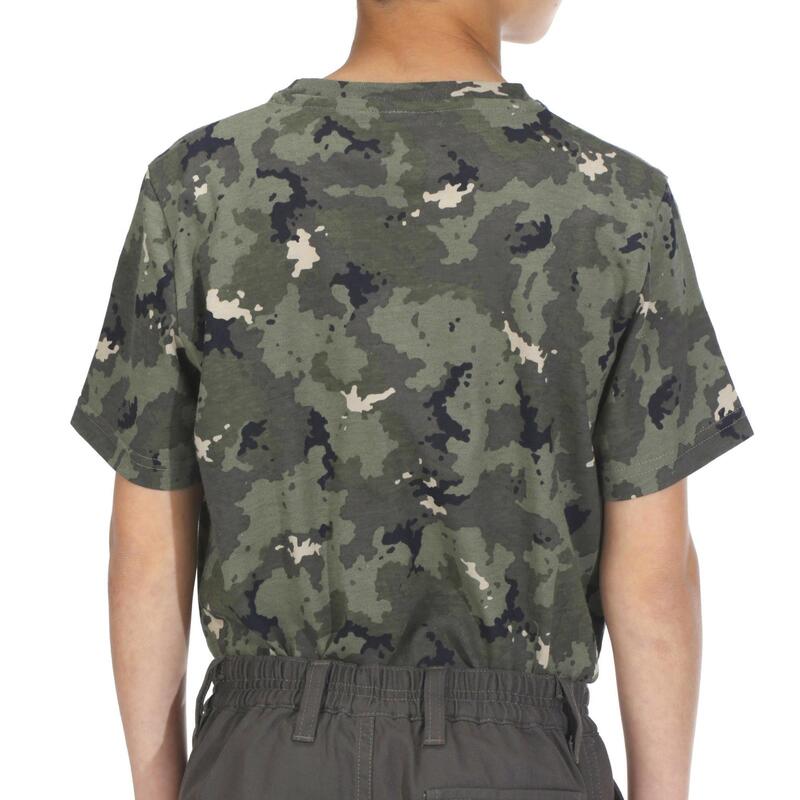 T-shirt manches courtes chasse coton Junior -100 camouflage island