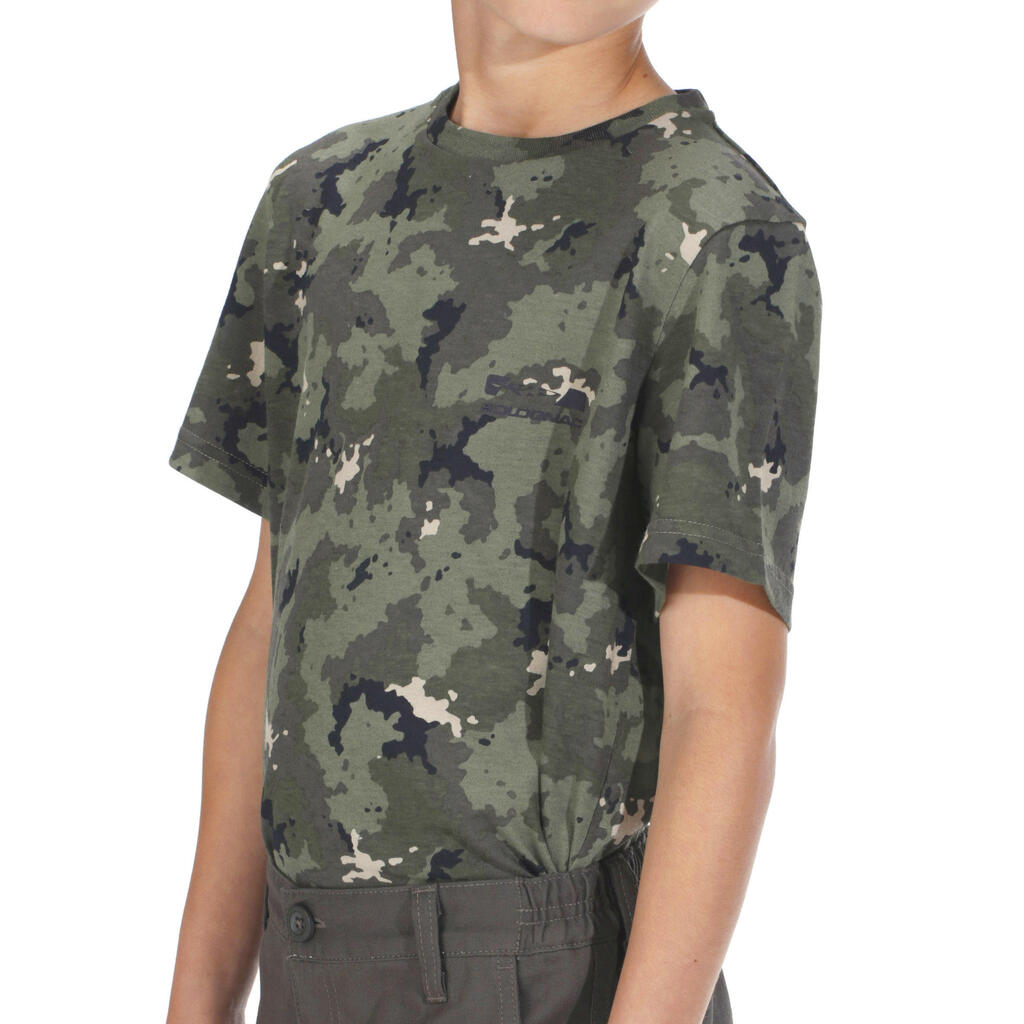 Jagd-T-Shirt 100 Kinder Camouflage grau 