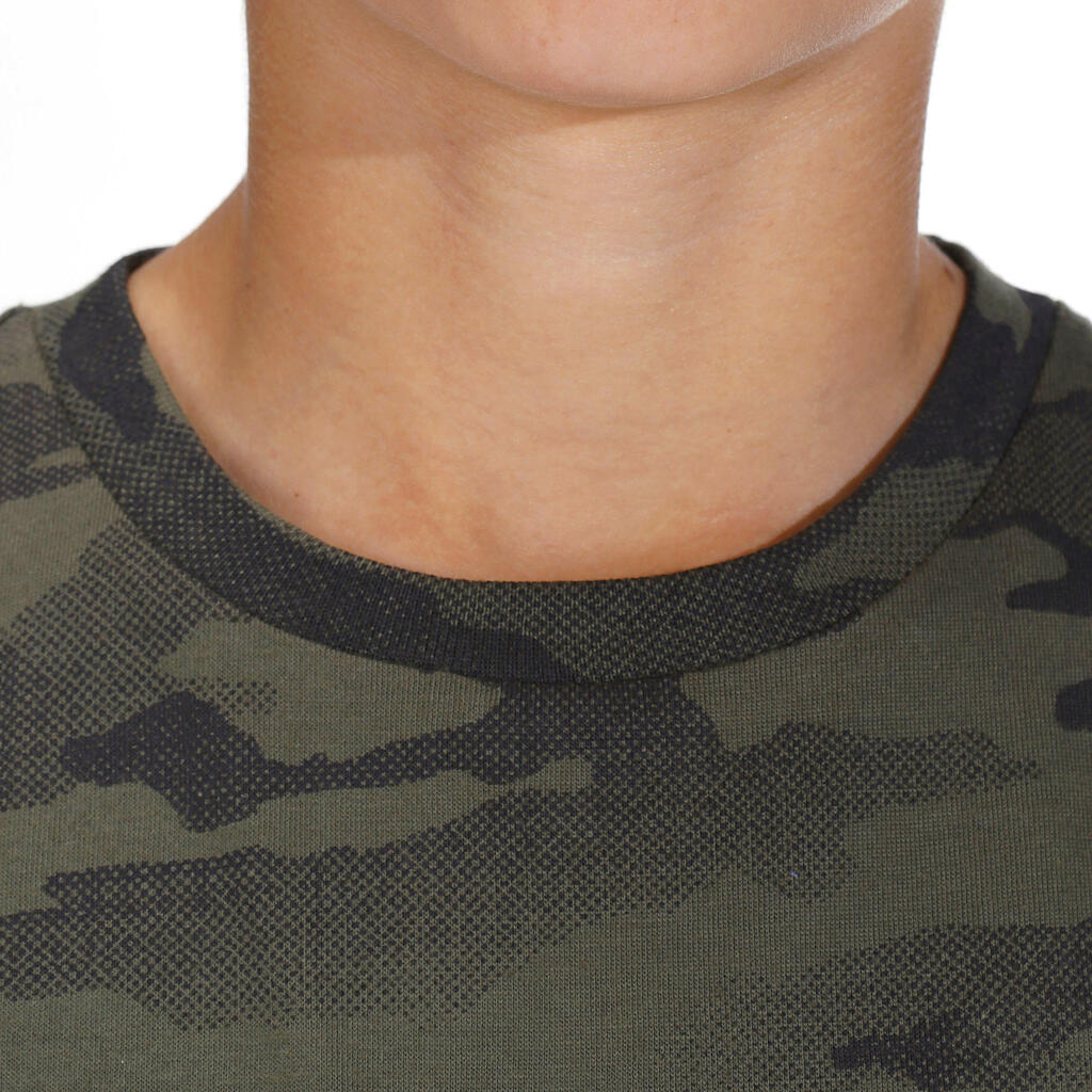 Jagd-T-Shirt 100 Kinder Camouflage grau 