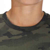Junior Hunting Short-sleeved Cotton T-shirt - 100 green half-tone camouflage