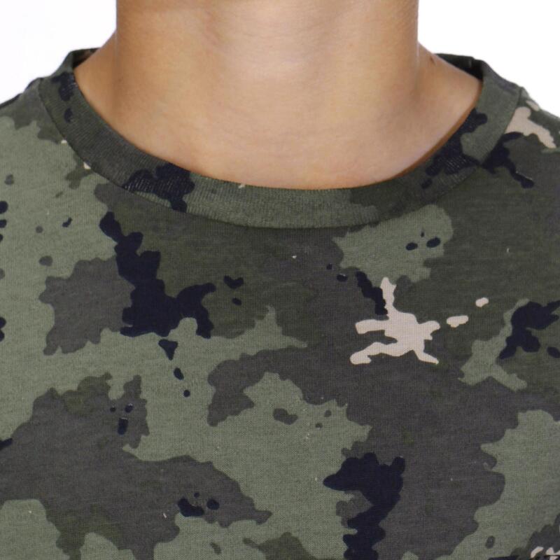 T-shirt manches courtes chasse coton Junior -100 camouflage island