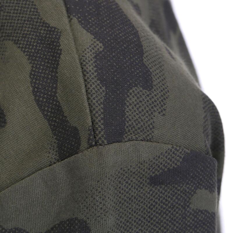 T-shirt de Caça em Algodão 100 Criança Camuflado Halftone Verde