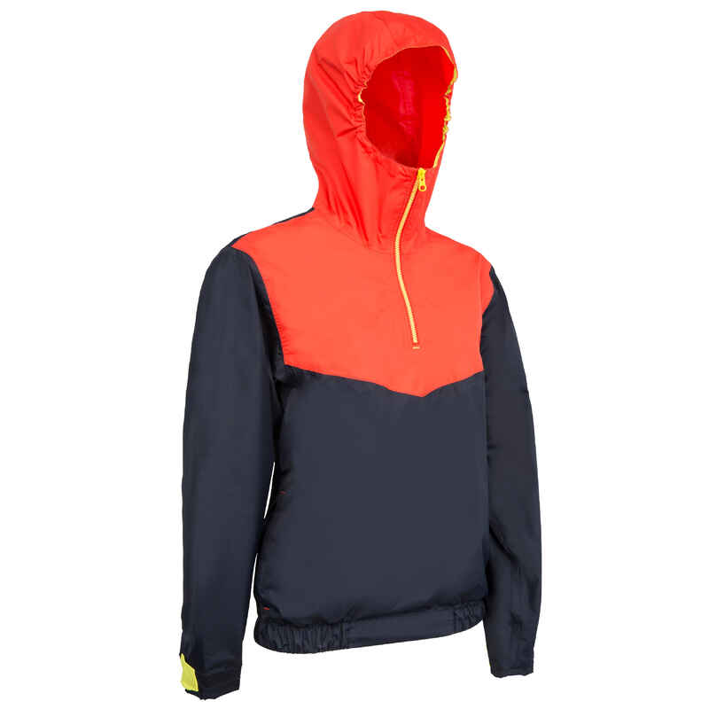 100 Adult Dinghy/Catamaran Windproof Sailing Anorak - Dark Blue/Coral Red