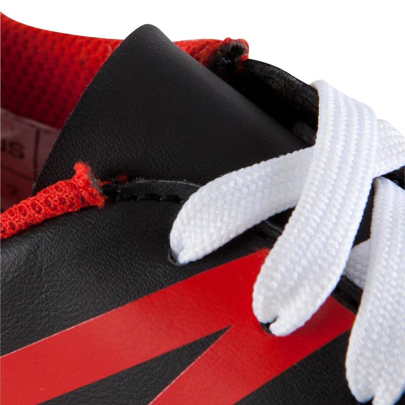 Botas Fútbol Kipsta First FG Terrenos Secos Niño Negro Blanco Rojo