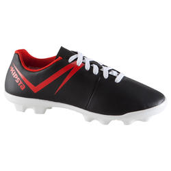 Chaussure de football enfant terrains secs First FG noir blanche rouge