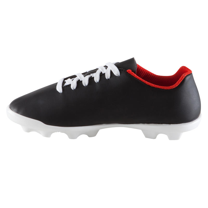 First FG Kids' Football Dry Pitch Boot Black/White/Red Decathlon