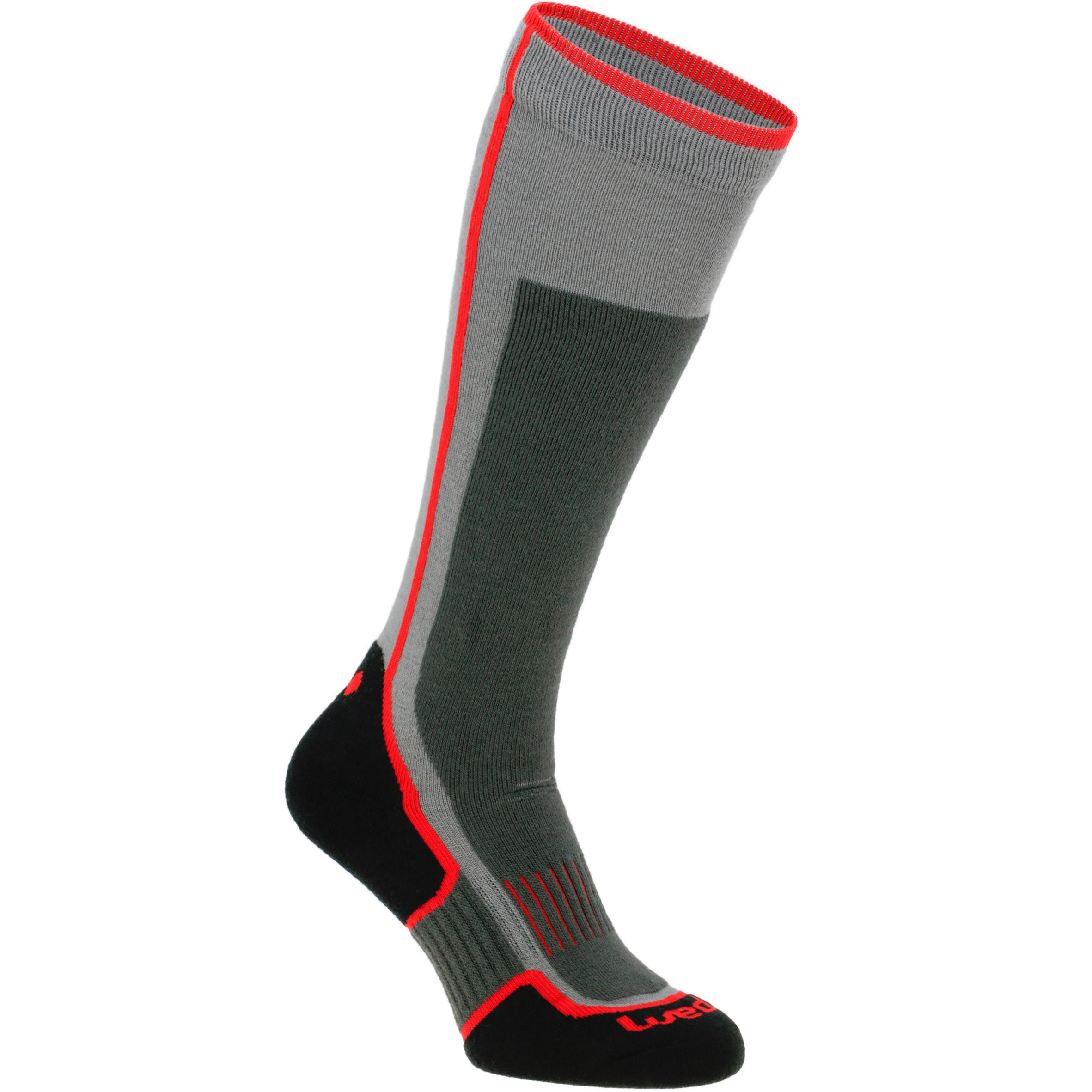 SKI SOCKS 300, UNISEX GREY RED 1/1