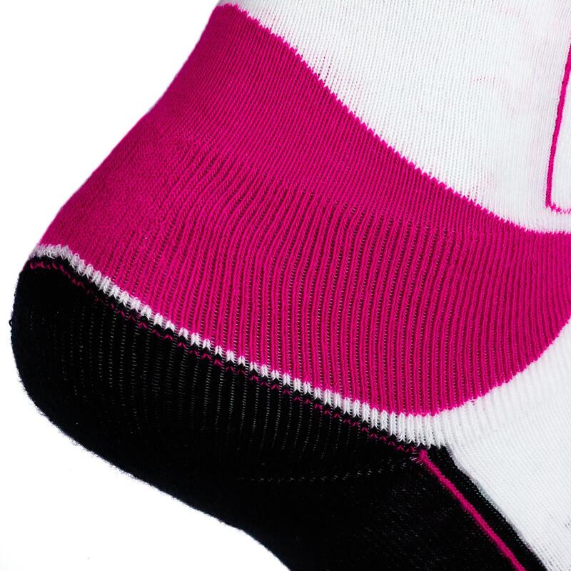 Chaussettes roller enfant OXELO PLAY rose blanc
