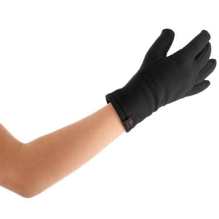 Črne pohodniške rokavice iz flisa SH100 za otroke