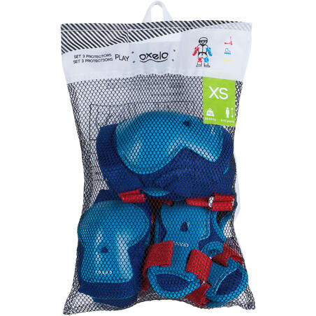 Play Kids Inline Skate Skateboard and Scooter Protectors Set of 3 - Blue/Red