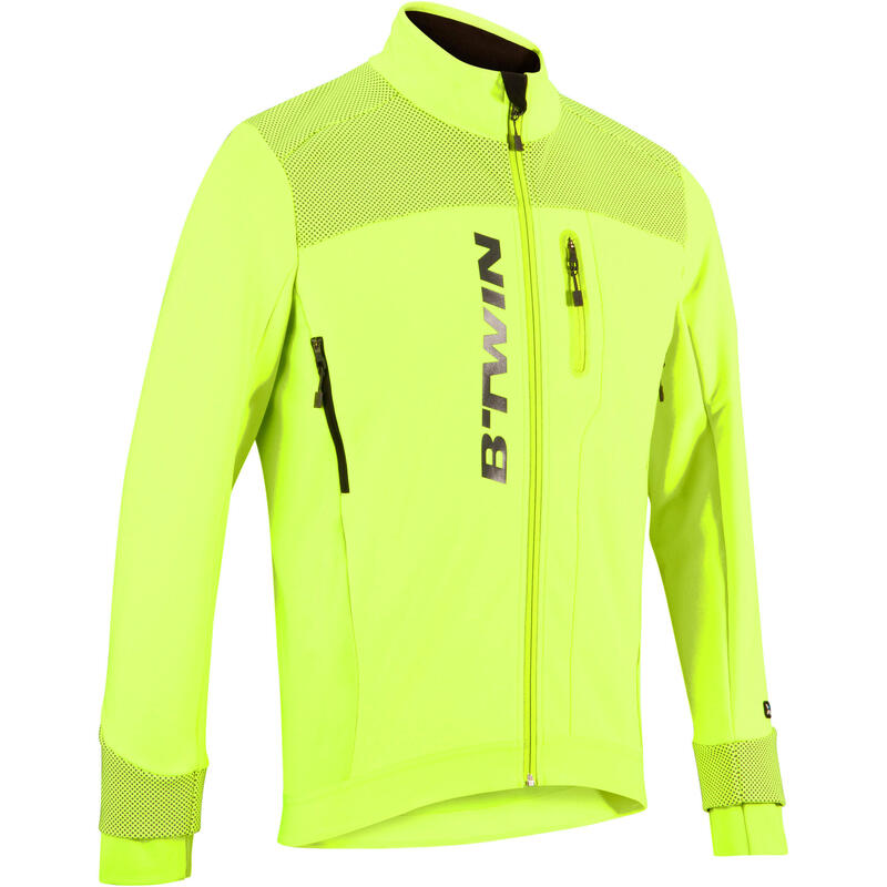 VESTE VÉLO ROUTE HOMME TEMPS FROID CYCLOTOURISTE 520 JAUNE FLUO VESTE VÉLO ROUTE HOMME TEMPS FROID CYCLOTOURISTE 520 JAUNE FLUO