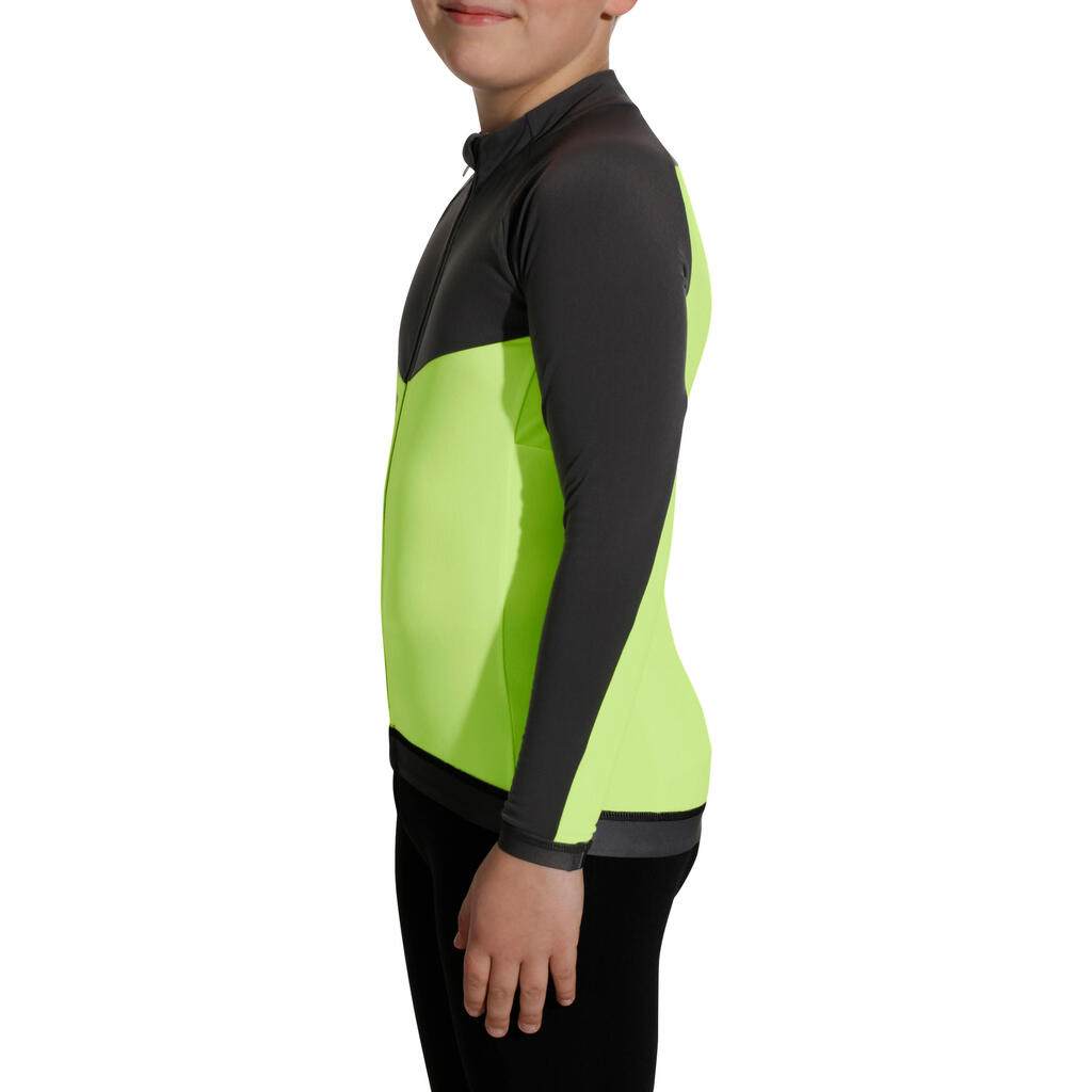 Fahrradtrikot Langarm Kinder 900 gelb