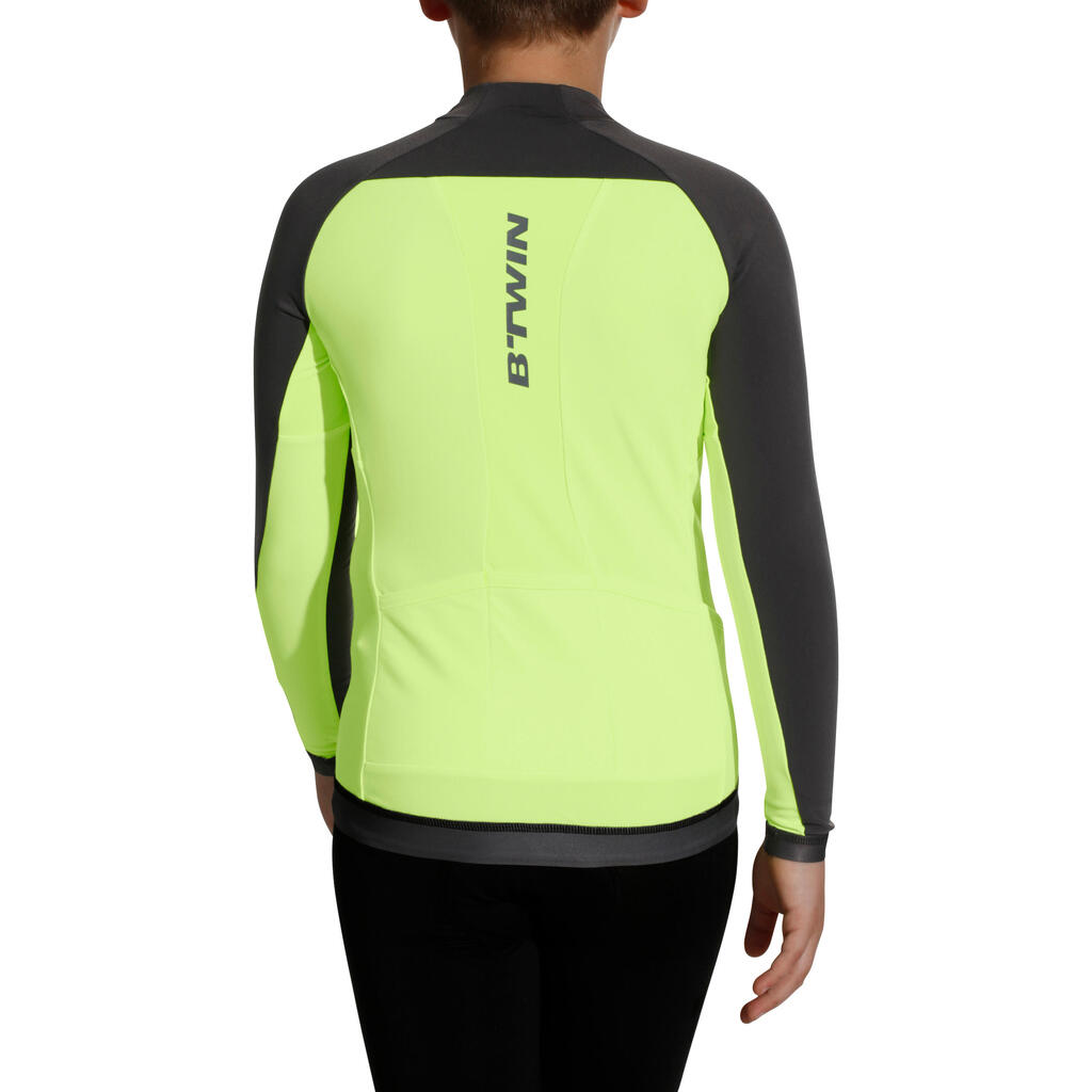 Fahrradtrikot Langarm Kinder 900 gelb