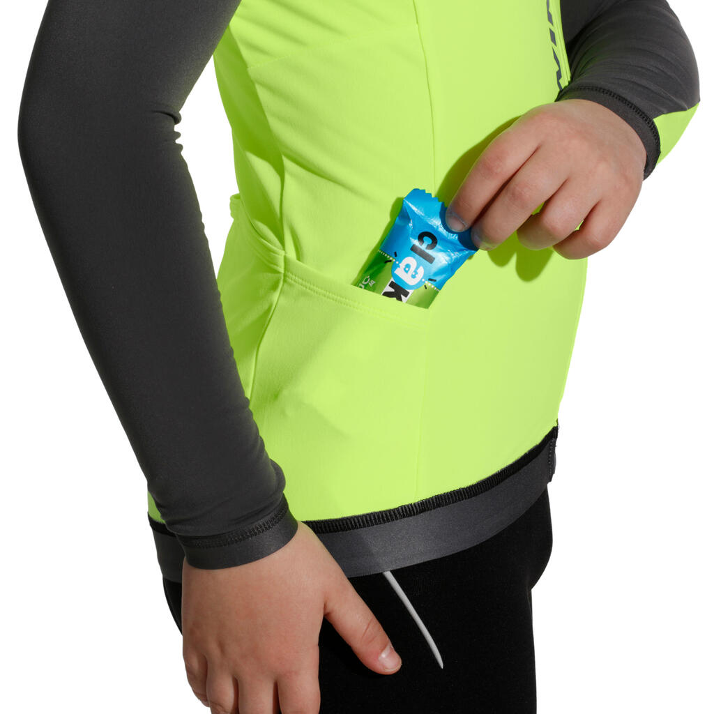 Fahrradtrikot Langarm Kinder 900 gelb