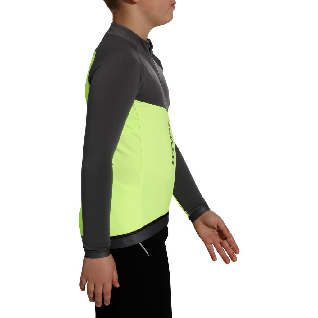 Fahrradtrikot Langarm Kinder 900 gelb