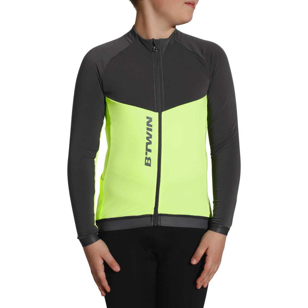 Fahrradtrikot Langarm Kinder 900 gelb