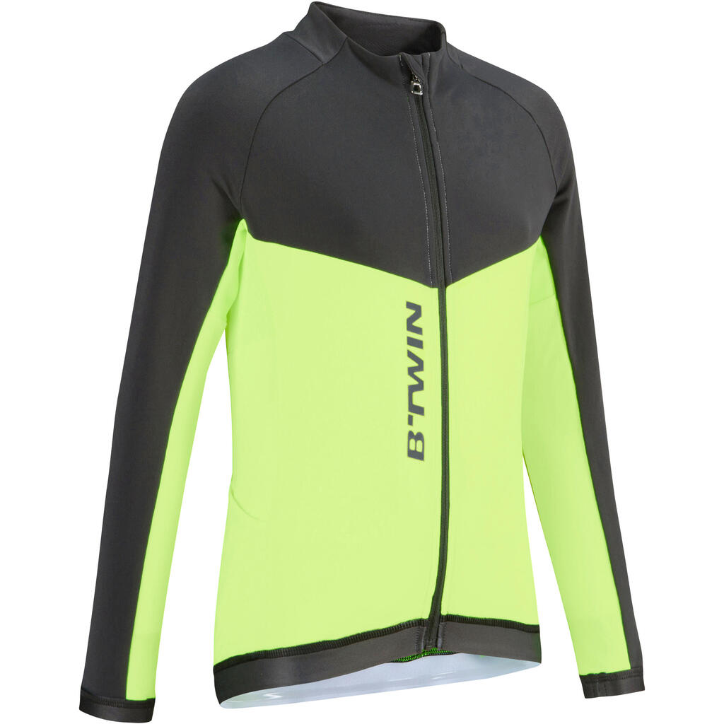 Fahrradtrikot Langarm Kinder 900 gelb