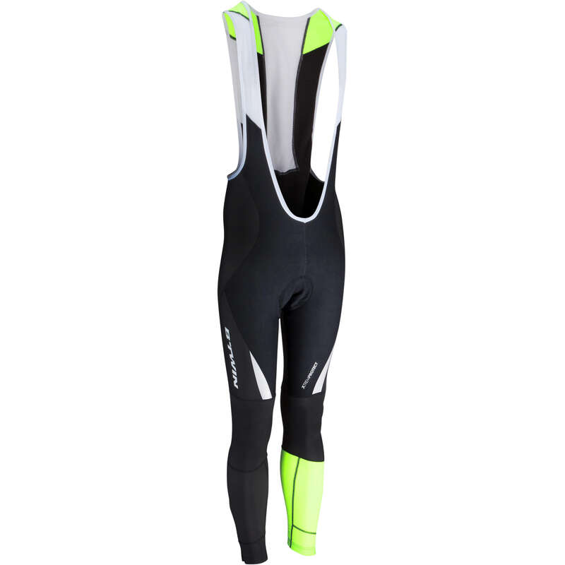 BTWIN 700 Cycling Bib Tights Black/Yellow Decathlon
