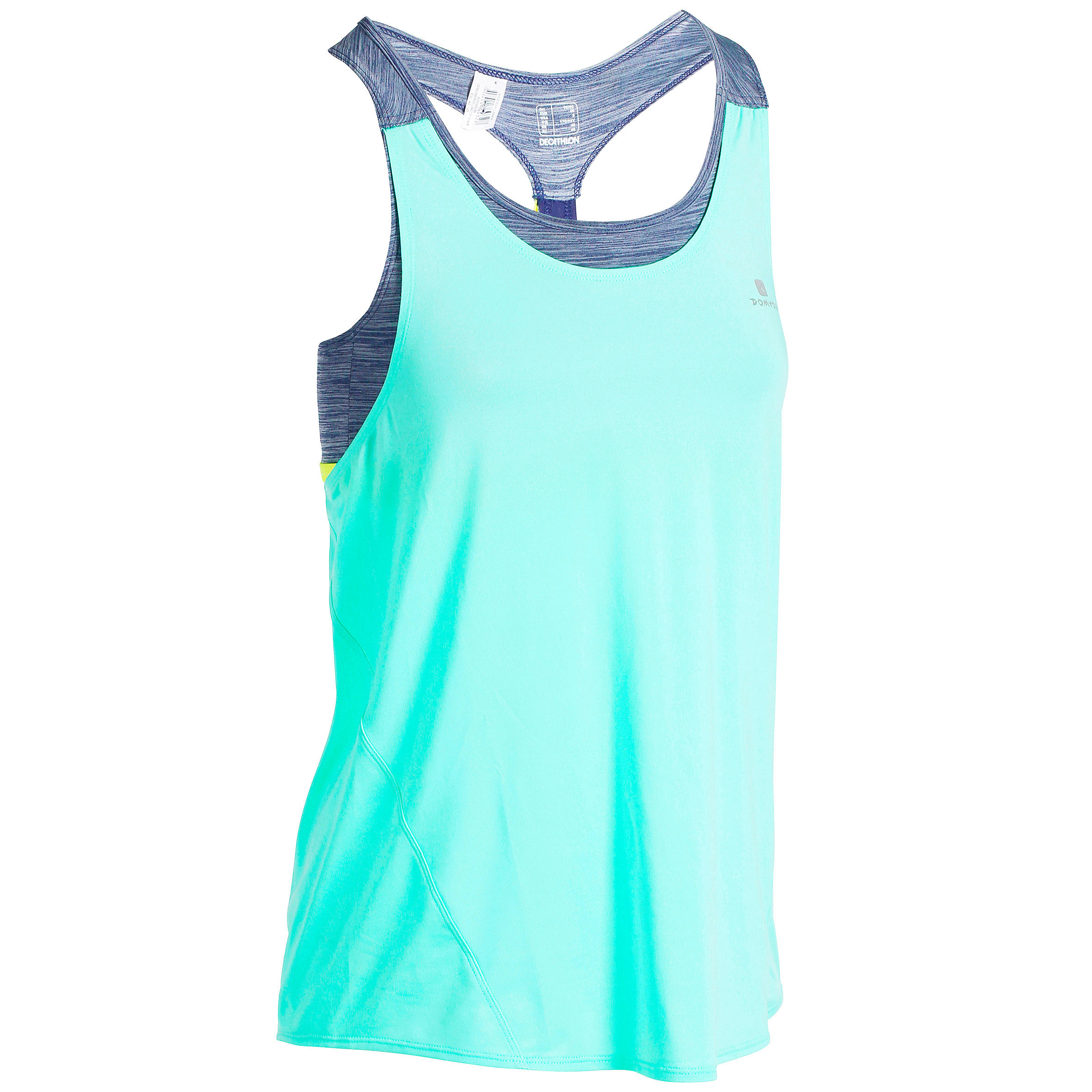 DOMYOS Energy+ Women's Fitness Tank Top With Built-in Bra - Blue