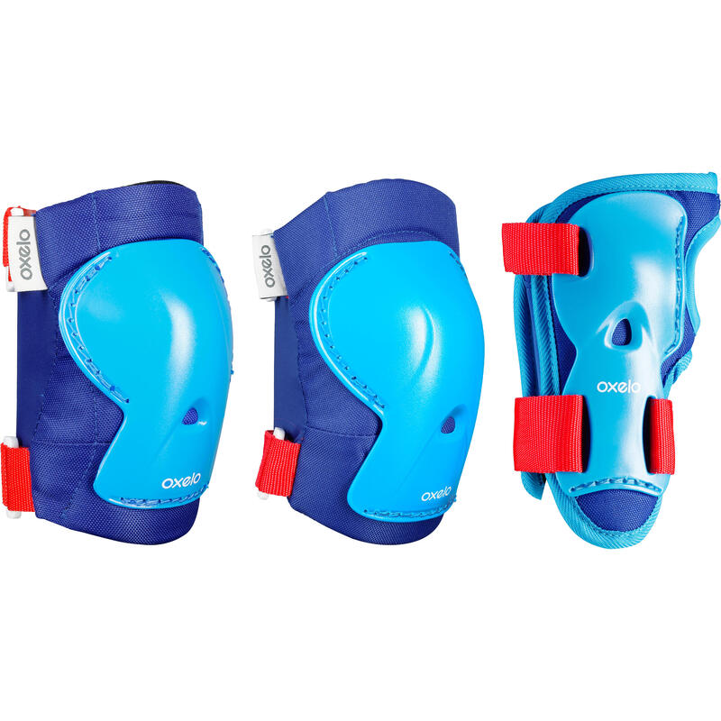 Set 3x2 protezioni roller monopattino skate bambino PLAY azzurre
