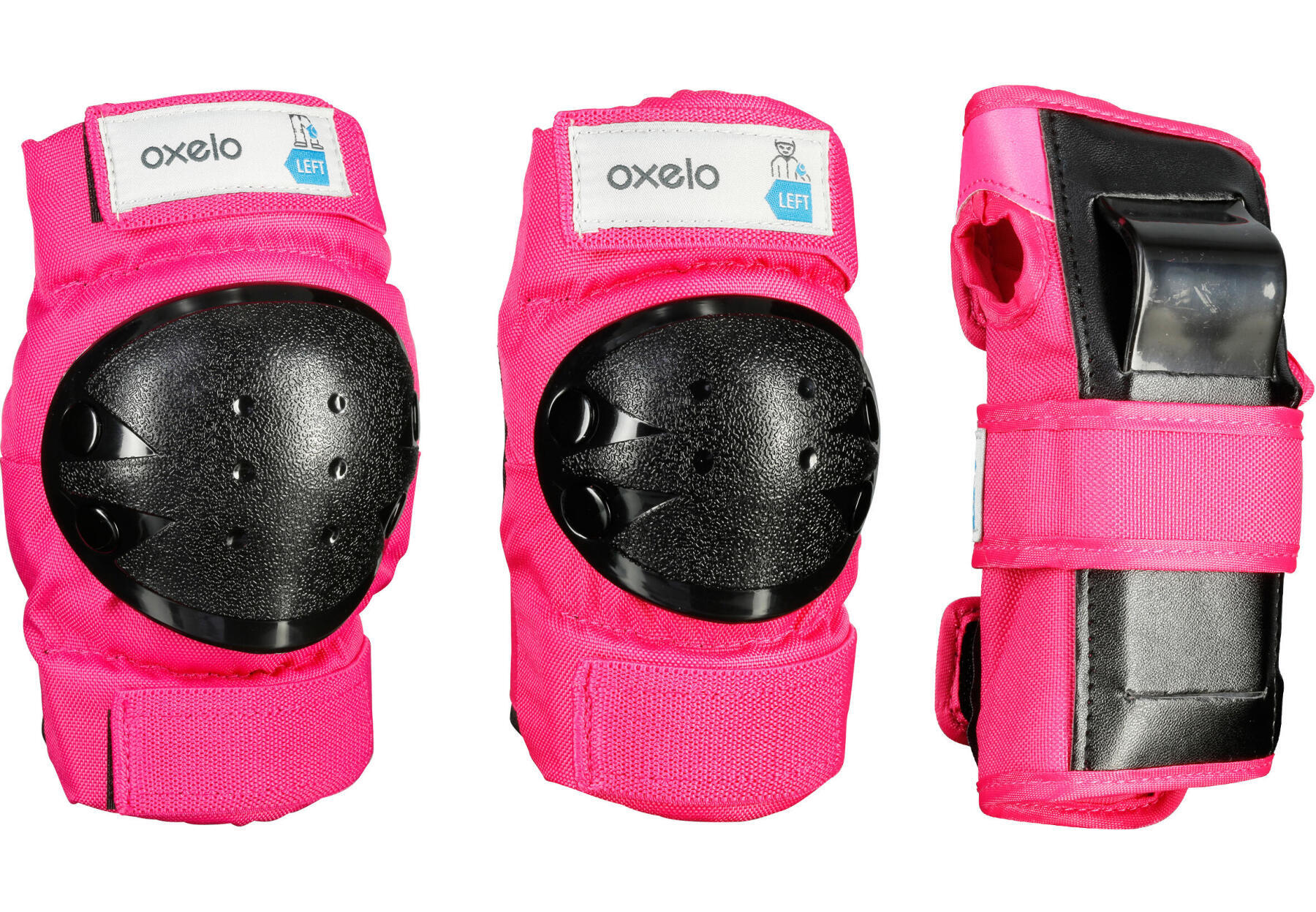 SET 3 PROTECTIONS ROLLER SKATE TROTTINETTE ENFANT BASIC ROSE OXELO