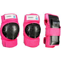 Комплект защиты 3x2 для роликов, скейтборда, самоката для детей розовый basic OXELO