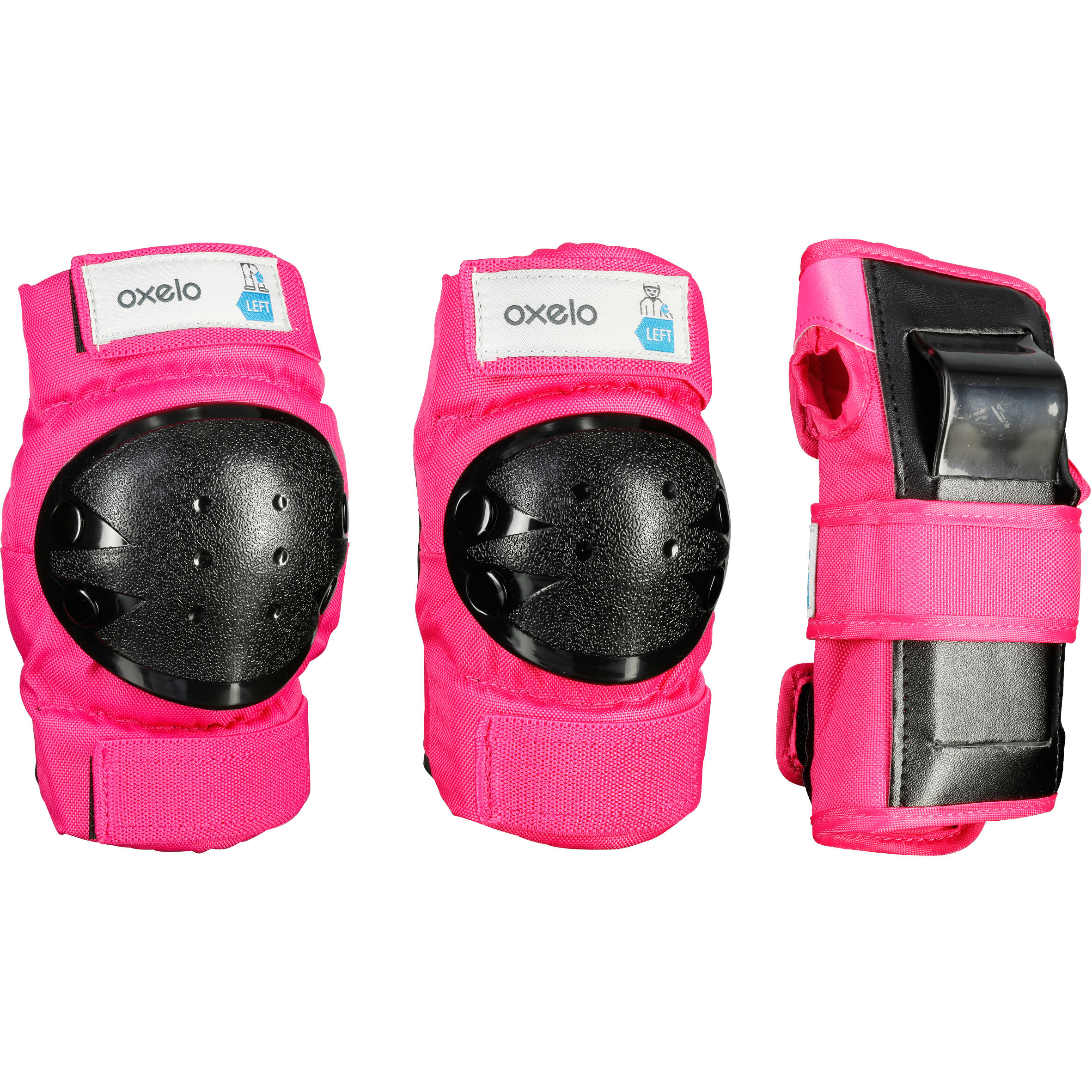 OXELO Kids' 2 x 3-Piece Skating Skateboard Scooter Protective Gear Basic - Pink