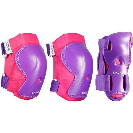 Kids' 2 x 3-Piece Inline Skating Scooter Skateboard Protective Gear Play - Pink