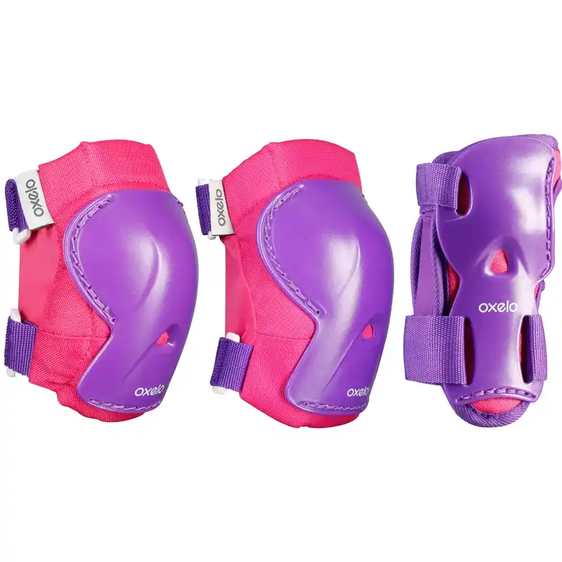 Play Inline Skate Skateboarding and Scootering Protectors Set of 3 - Pink/Purple