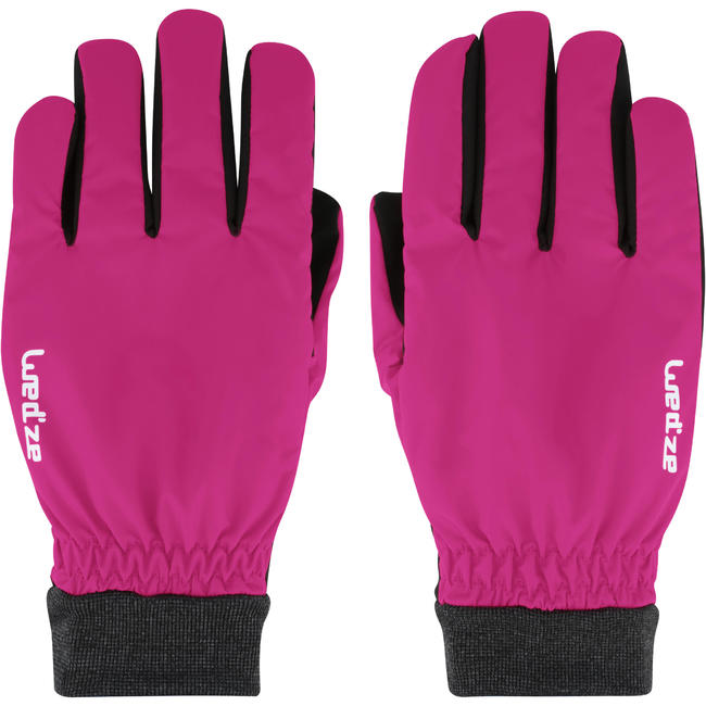 WARM FIT ADULT DOWNHILL SKIING GLOVES PINK