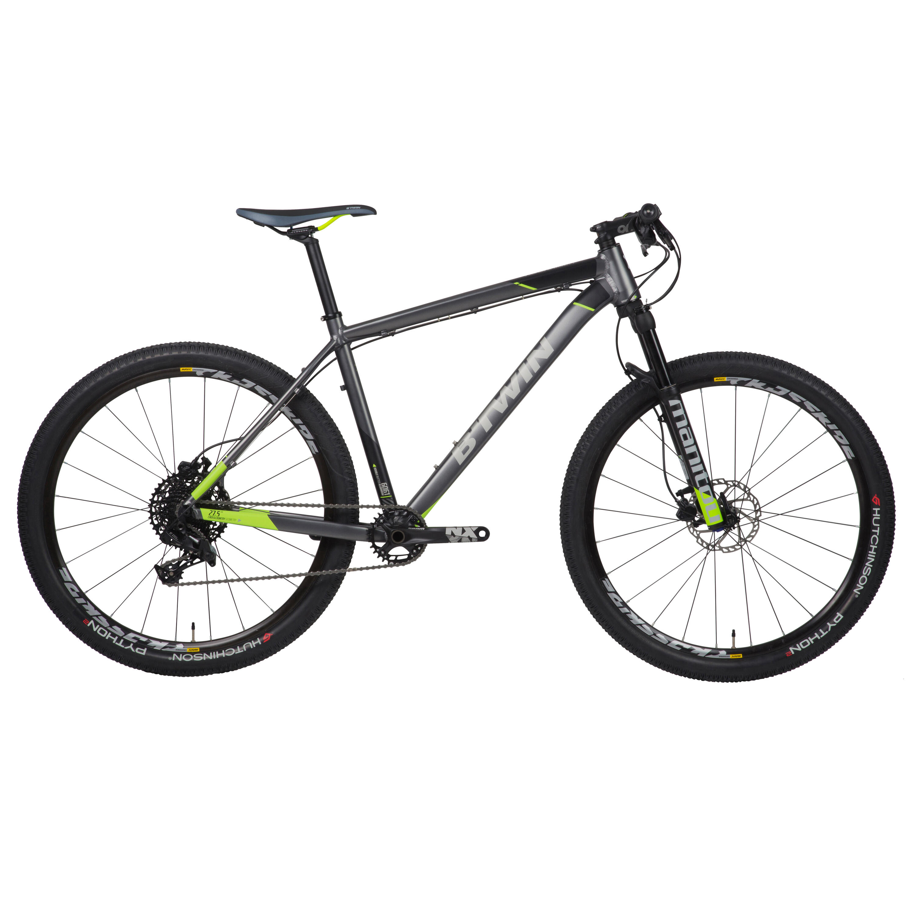 Rockrider 900 27.5" Mountain Bike - Grey/Lime 1/2