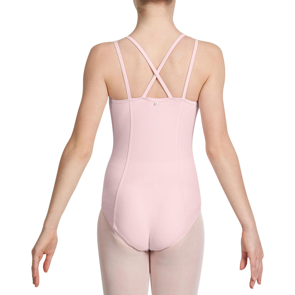 Sylvia Girls' Ballet Leotard with Thin Straps - White