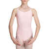 Dievčenský baletný trikot Sylvia s úzkymi ramienkami bledoružový