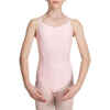 Sylvia Girls' Ballet Leotard with Thin Straps - Light Pink