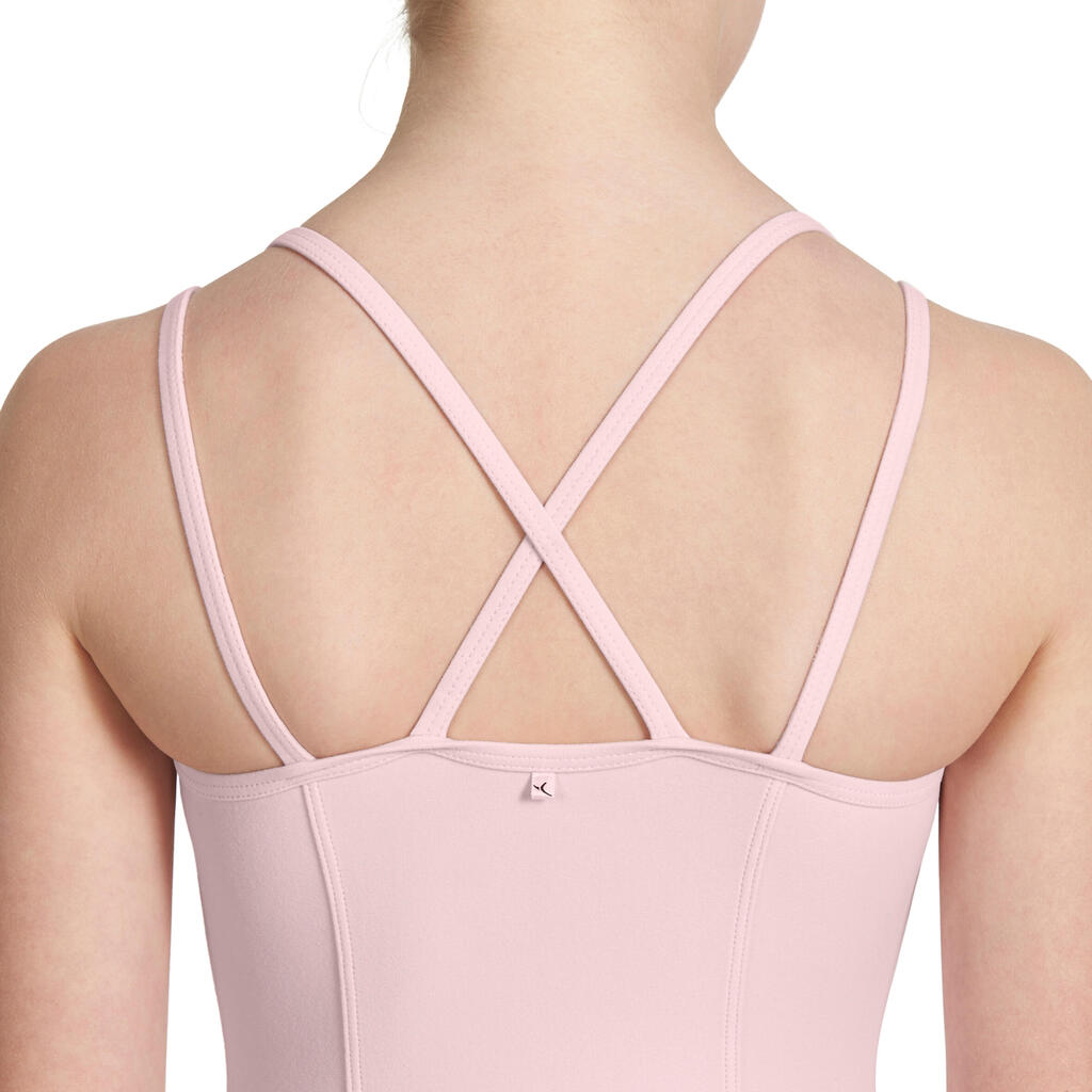 Sylvia Girls' Ballet Leotard with Thin Straps - White