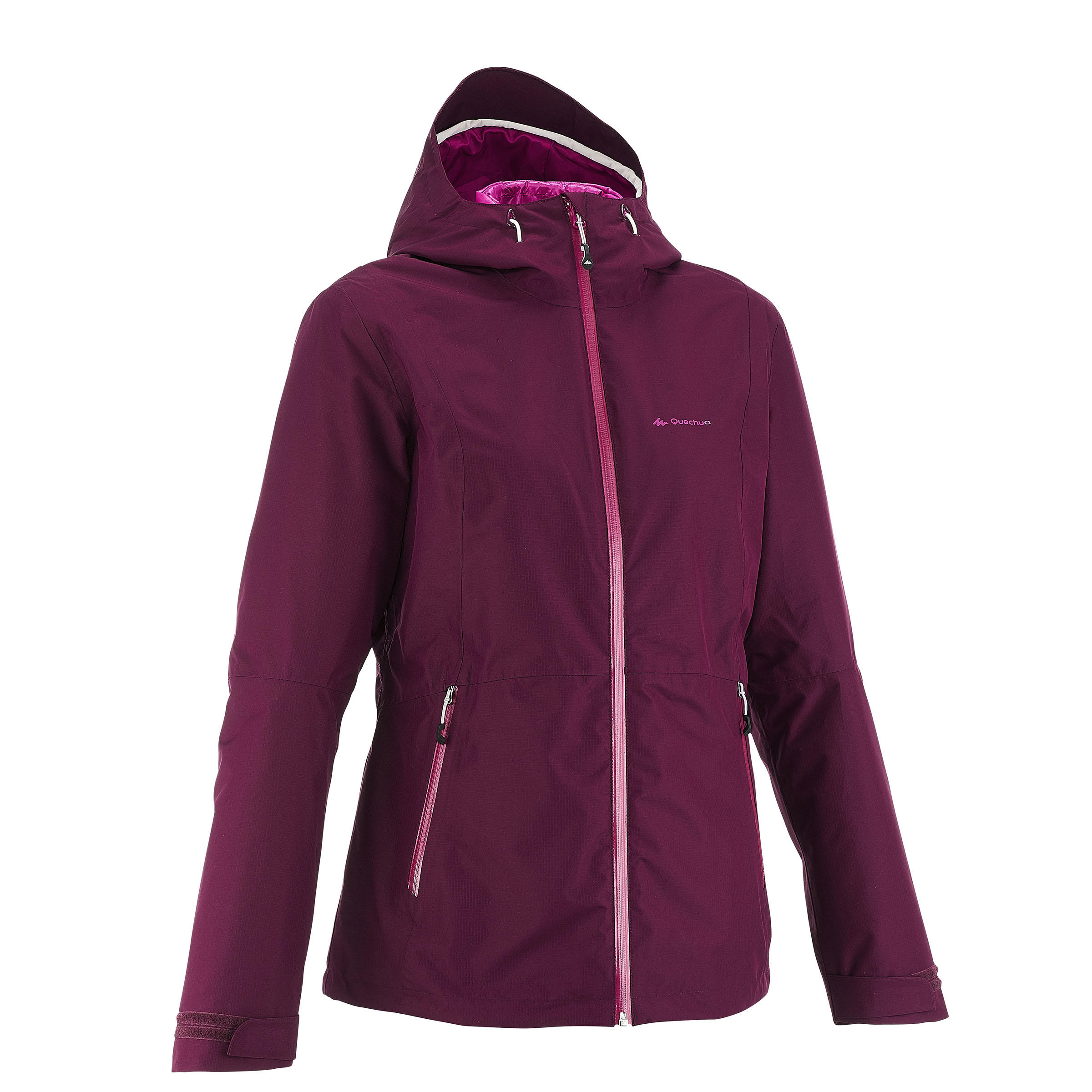 FORCLAZ Women's RainWarm 500 3-in-1 hiking jacket Plum
